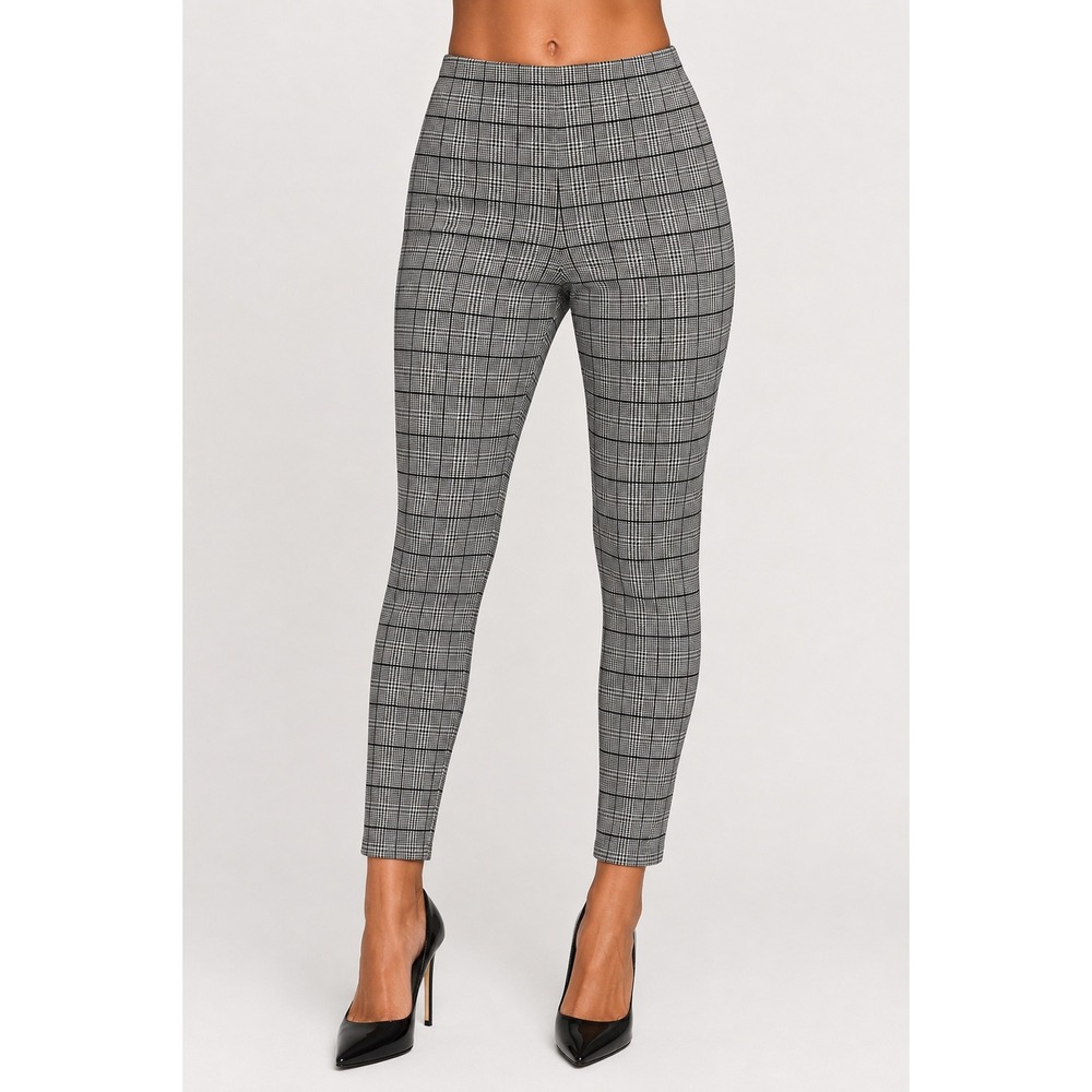 Zara Basic Collection Plaid Leggings Pants Black White Gray Women's XS